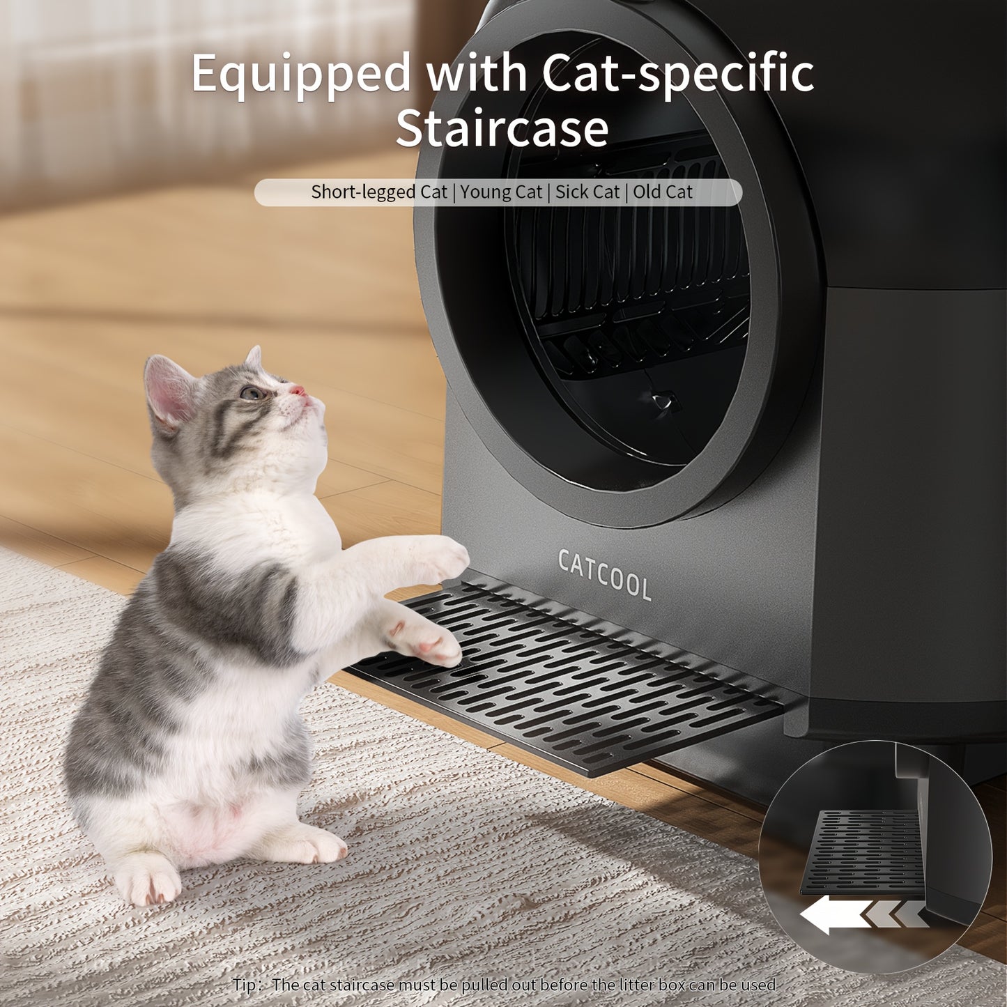 Self Cleaning Cat Litter Box Extra Large Automatic Litter Box For Multiple Cats - Odor-Free Waste Disposal Litter Robot With App Control Ambient Light, Without Battery