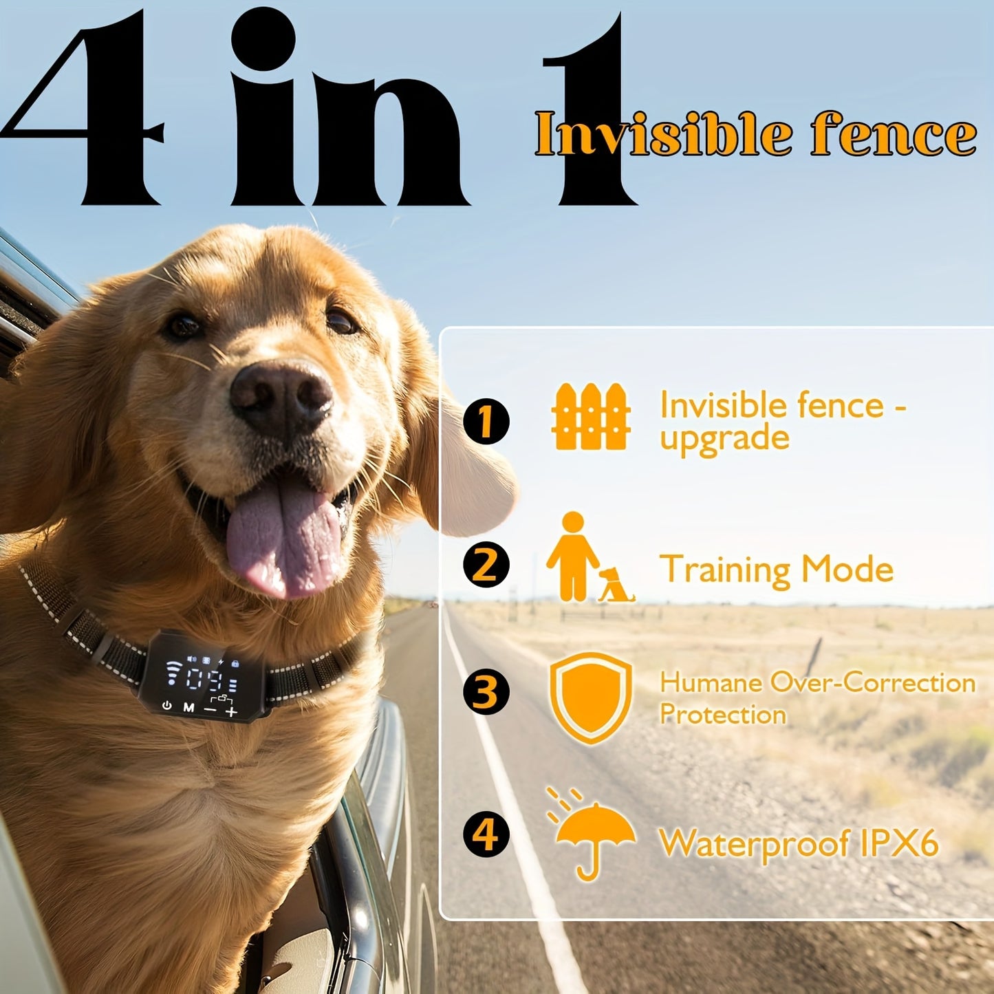 VetiePetie GPS Wireless Dog Fence System - Outdoor Only, 3280ft Range GPS Boundary for Medium\u002FLarge Dogs, Rechargeable Collar with 4-6 Days Battery Life, Escape-Proof Training System (Not for Indoor Use)
