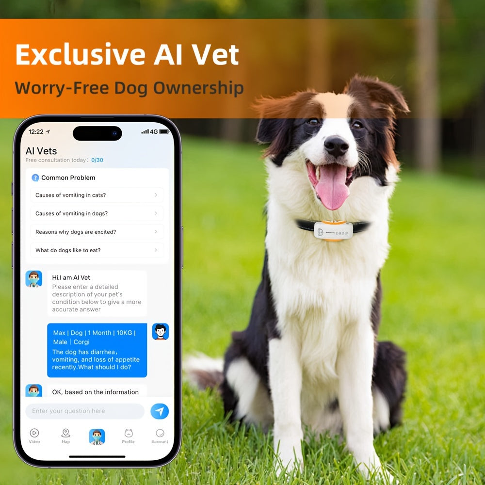 Advanced Dog Tracker 1pc Advanced Dog Tracker - Real-time Monitoring, Location Tracking, Set Range Reminder - Compatible with Android and iOS, Requires Paid Subscription