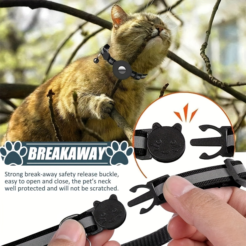 AYAMAYA AirTag Cat Collar, Integrated Cat Tracker Collar With Air Tag Holder And Bell, Safety Elastic Band Cat GPS Collars For Girl Boy Cats, Kittens And Puppies