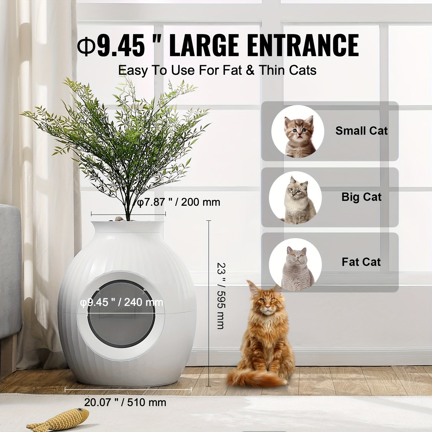 Happybuy Plant Cat Litter Box, Smart Odor Control System, Hidden Cat Litter Box With 9.48 In Large Entrance, Lighting Decoration & Sturdy ABS Material, Fit For Living Room\u002FCorner\u002FOutdoor Pool\u002FPatio