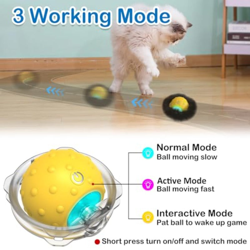 Interactive Self-Rolling Cat Toy with Motion & Real Bird Chirps\u002F Flashing - Rechargeable Automatic Moving Ball, 3 Speed Modes, Play Mat Compatible for Indoor\u002FOutdoor Play - Smart Robot-like Pet Game for Kittens & Cats