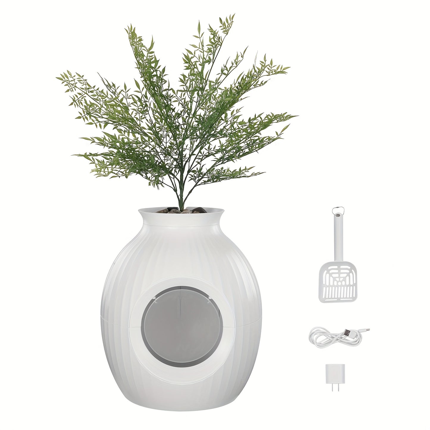 Happybuy Plant Cat Litter Box, Smart Odor Control System, Hidden Cat Litter Box With 9.48 In Large Entrance, Lighting Decoration & Sturdy ABS Material, Fit For Living Room\u002FCorner\u002FOutdoor Pool\u002FPatio