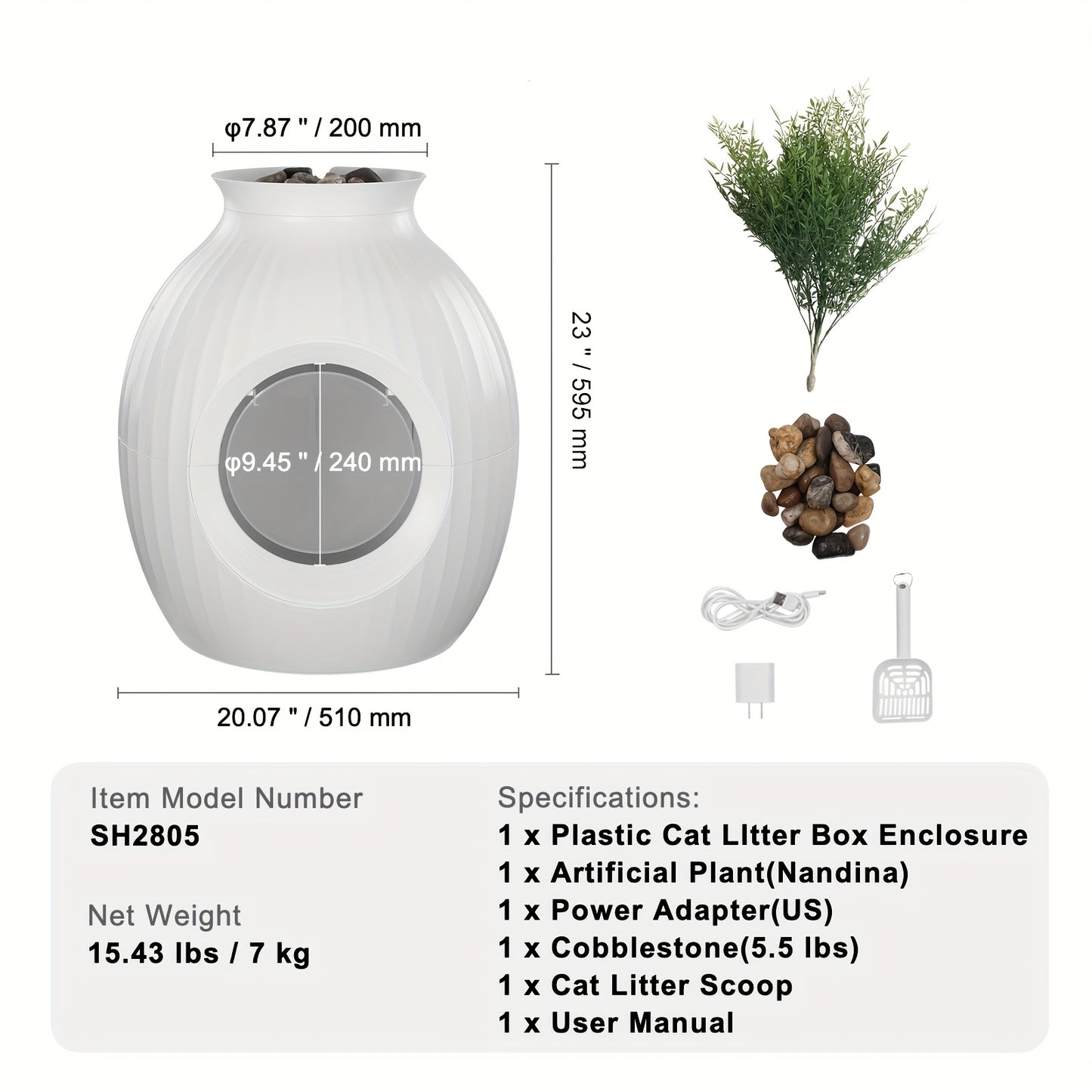 Happybuy Plant Cat Litter Box, Smart Odor Control System, Hidden Cat Litter Box With 9.48 In Large Entrance, Lighting Decoration & Sturdy ABS Material, Fit For Living Room\u002FCorner\u002FOutdoor Pool\u002FPatio