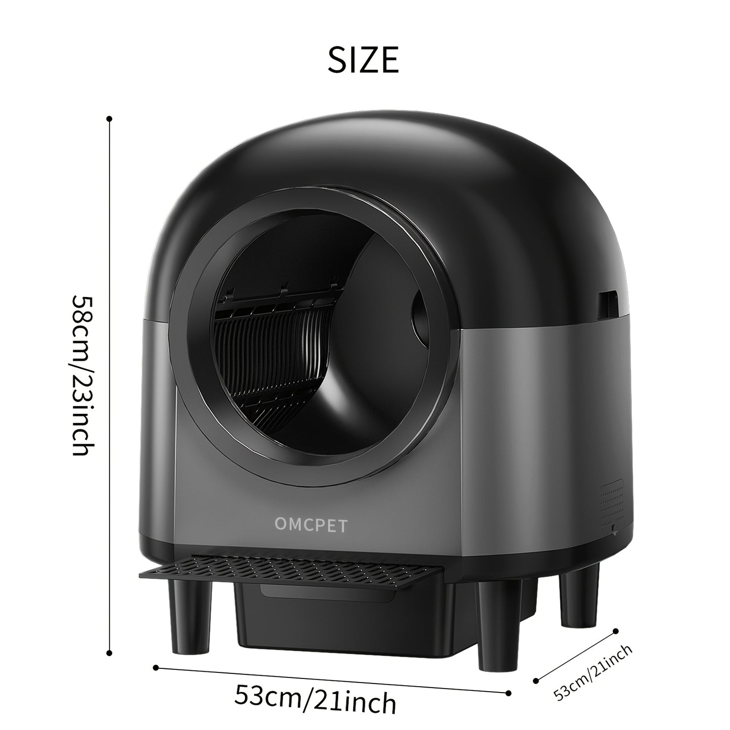 Automatic Self-Cleaning Cat Litter Box with 10 Safety Sensor Radars, 26.42gal Electric Litter Box with Stairs for Multiple Cats, APP-Control, Advanced Odor Control - Black\u002FWhite, Smart Litter Box, Pet Waste Management, Modern Pet Accessory, Durable P