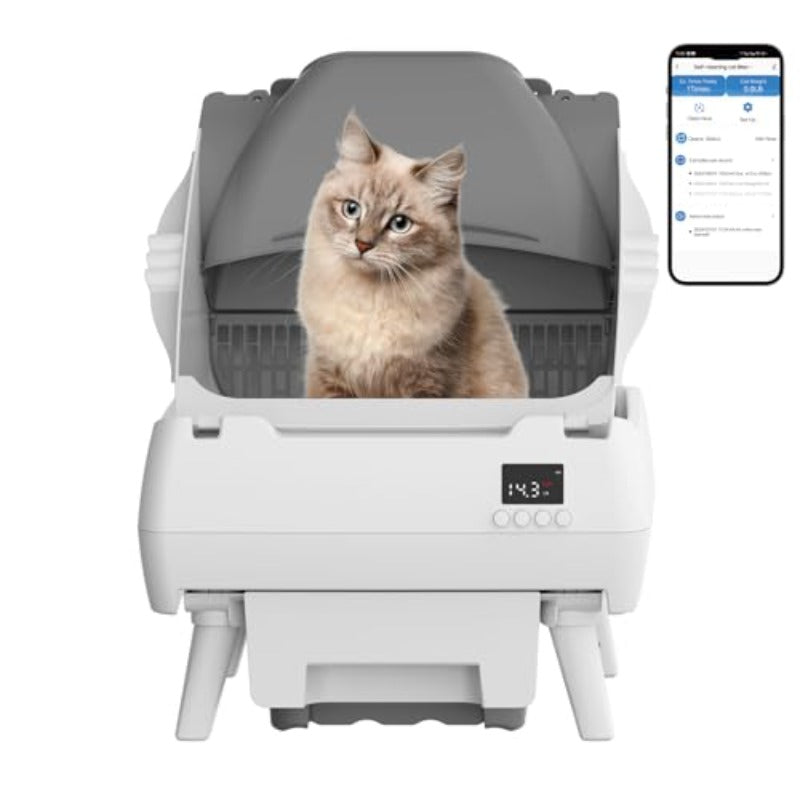Automatic Cat Litter Box Self Cleaning Control OpenDesign Smart Health Monitor Suitable For Medium Cats And Kittens AntiPinch Safety Quiet Operation A Trusted Companion For Life White