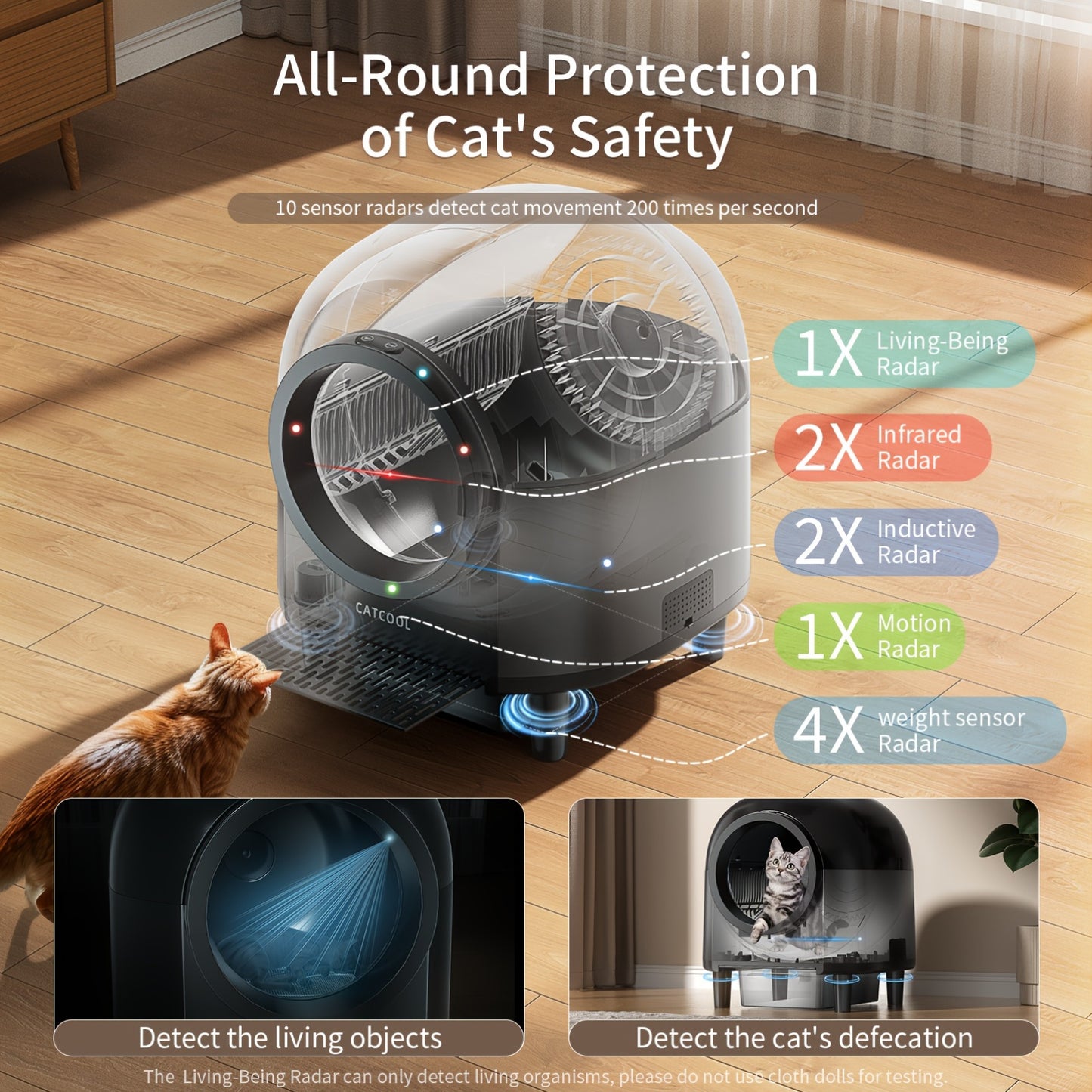 Self Cleaning Cat Litter Box Extra Large Automatic Litter Box For Multiple Cats - Odor-Free Waste Disposal Litter Robot With App Control Ambient Light, Without Battery