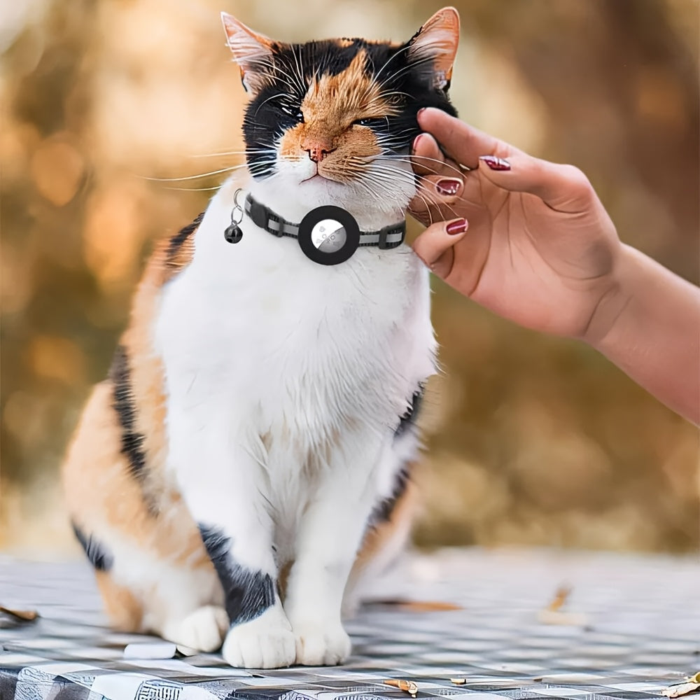 AYAMAYA AirTag Cat Collar, Integrated Cat Tracker Collar With Air Tag Holder And Bell, Safety Elastic Band Cat GPS Collars For Girl Boy Cats, Kittens And Puppies