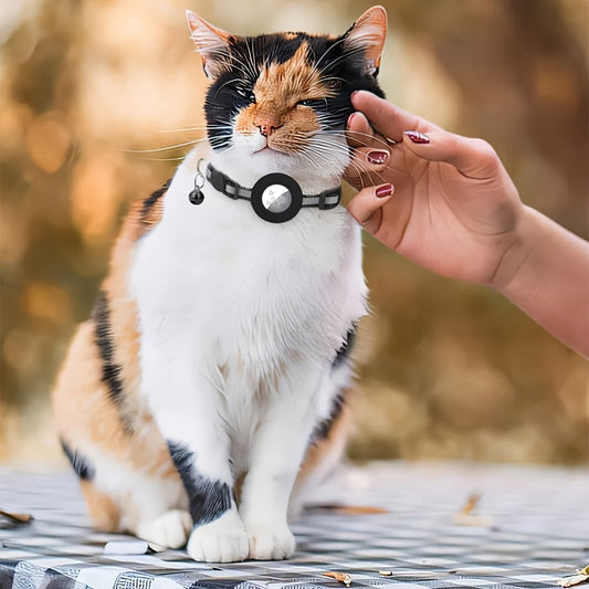 AYAMAYA AirTag Cat Collar, Integrated Cat Tracker Collar With Air Tag Holder And Bell, Safety Elastic Band Cat GPS Collars For Girl Boy Cats, Kittens And Puppies