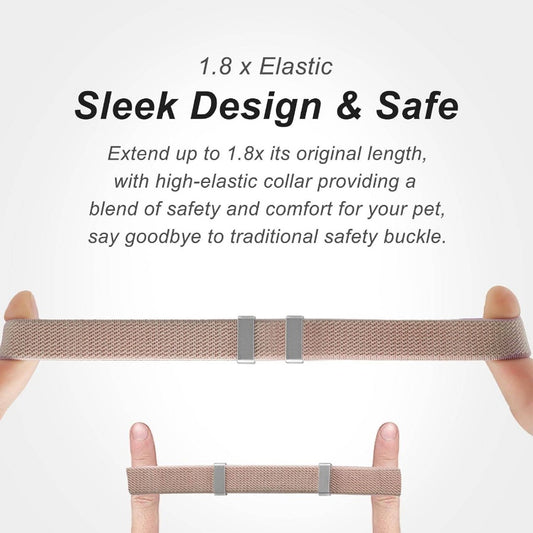 AirTag Collar, Ultra Elastic Tracker Collar with Air Holder, LightweightScratch Resistant Stepless Adjustable GPS Pet Collar Cats Kittens Khaki