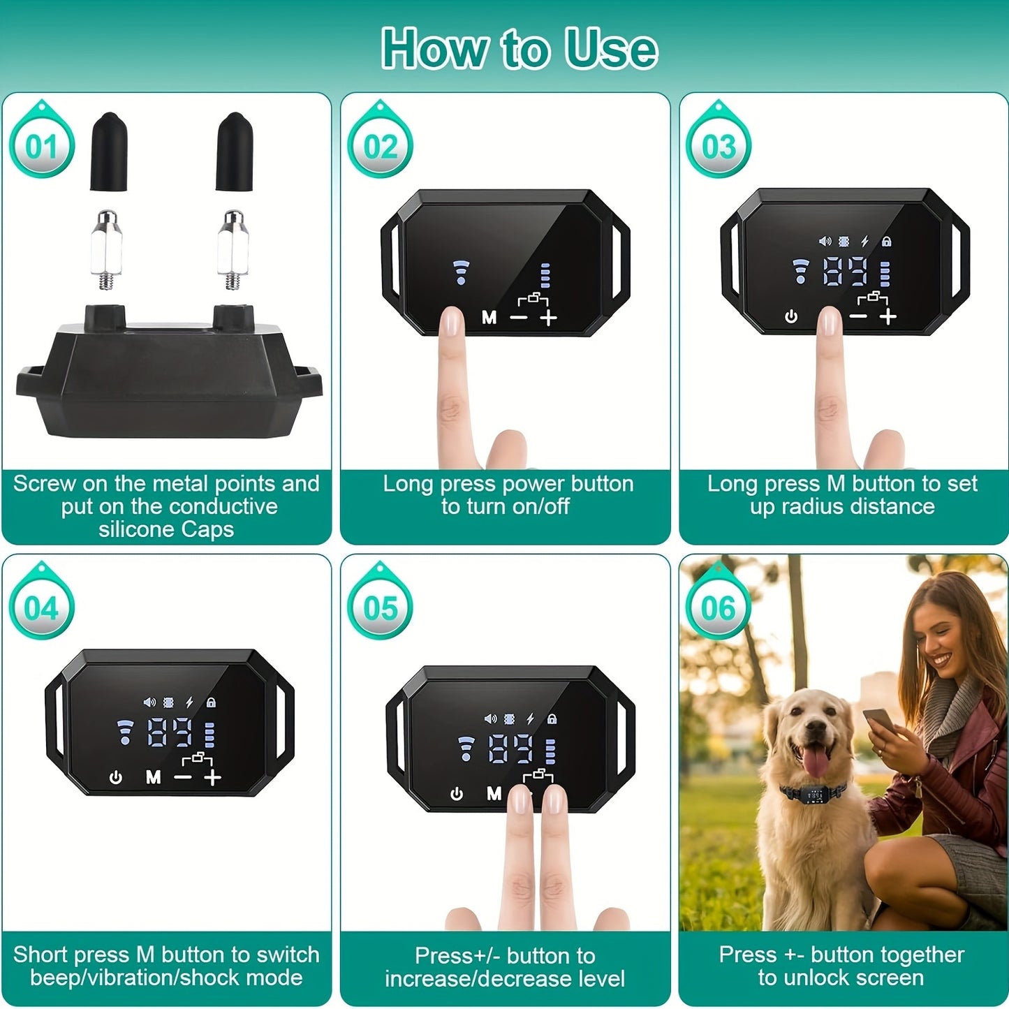 VetiePetie GPS Wireless Dog Fence System - Outdoor Only, 3280ft Range GPS Boundary for Medium\u002FLarge Dogs, Rechargeable Collar with 4-6 Days Battery Life, Escape-Proof Training System (Not for Indoor Use)
