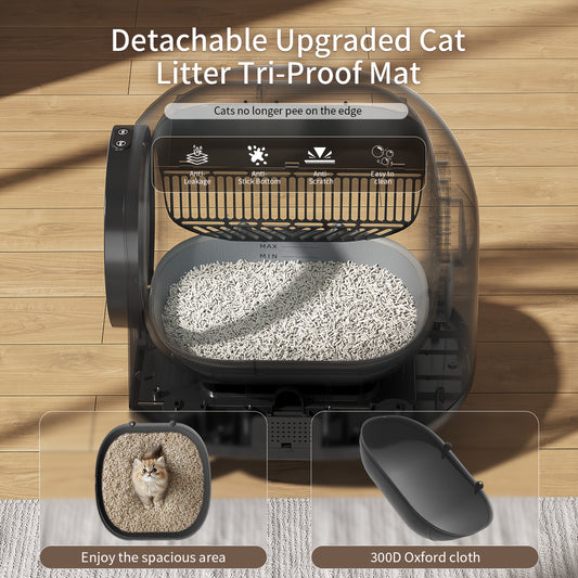Self Cleaning Cat Litter Box Extra Large Automatic Litter Box For Multiple Cats - Odor-Free Waste Disposal Litter Robot With App Control Ambient Light, Without Battery