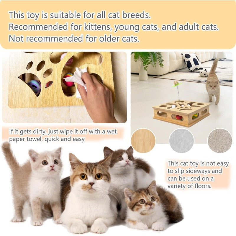 Interactive Wooden Cat Puzzle Toy Box Indoor Hunting Play Toy to Stimulate Your Cat s Energy and Instincts Burlywood, Hunting Simulation Toy, Interactive Pet Toy, Engaging Cat Accessory, Sturdy Puzzle Design, Treat Dispensing Toy, Pet Lovers