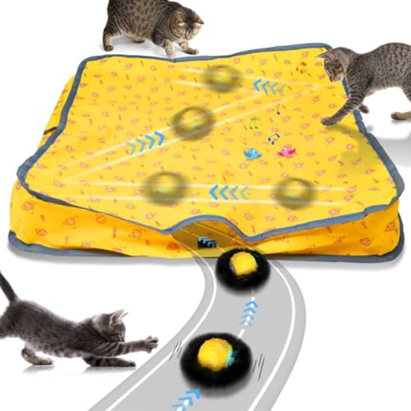 Interactive Self-Rolling Cat Toy with Motion & Real Bird Chirps\u002F Flashing - Rechargeable Automatic Moving Ball, 3 Speed Modes, Play Mat Compatible for Indoor\u002FOutdoor Play - Smart Robot-like Pet Game for Kittens & Cats