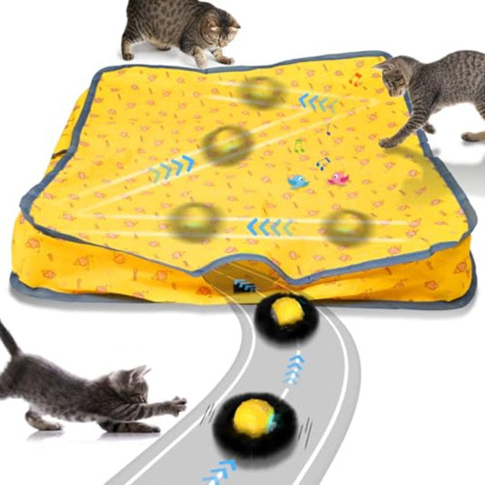 Interactive Self-Rolling Cat Toy with Motion & Real Bird Chirps\u002F Flashing - Rechargeable Automatic Moving Ball, 3 Speed Modes, Play Mat Compatible for Indoor\u002FOutdoor Play - Smart Robot-like Pet Game for Kittens & Cats