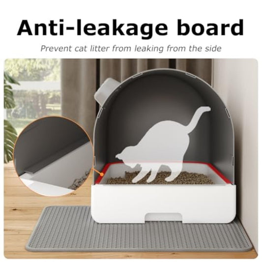 Enclosed Odor-Control Cat Litter Box with Carbon Filter System & Removable Drawer - Self-Cleaning Automatic Litter Box with Scoop, Modern White\u002FGray Design, Durable Plastic Construction, Space-Saving for Indoor Cats - Low-Maintenance Hygienic Cat To
