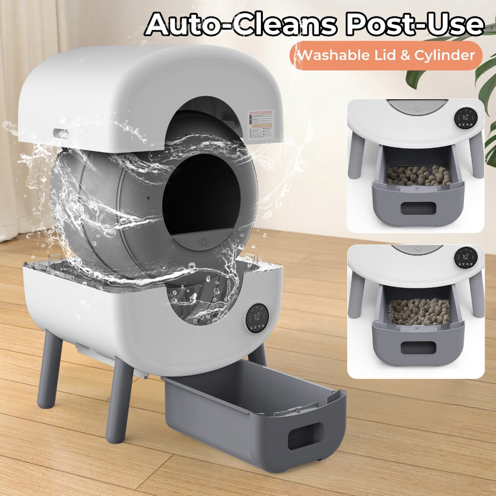 Self-Cleaning Cat Litter Box - Extra Large Automatic Litter Box for Multiple Cats with Mat - Odorless Waste Disposal Cat Litter Robot with App Control and Ambient Lights, Self Cleaning Litter Boxes for Cats, Pet Hygiene Solution, Smart Pet Product