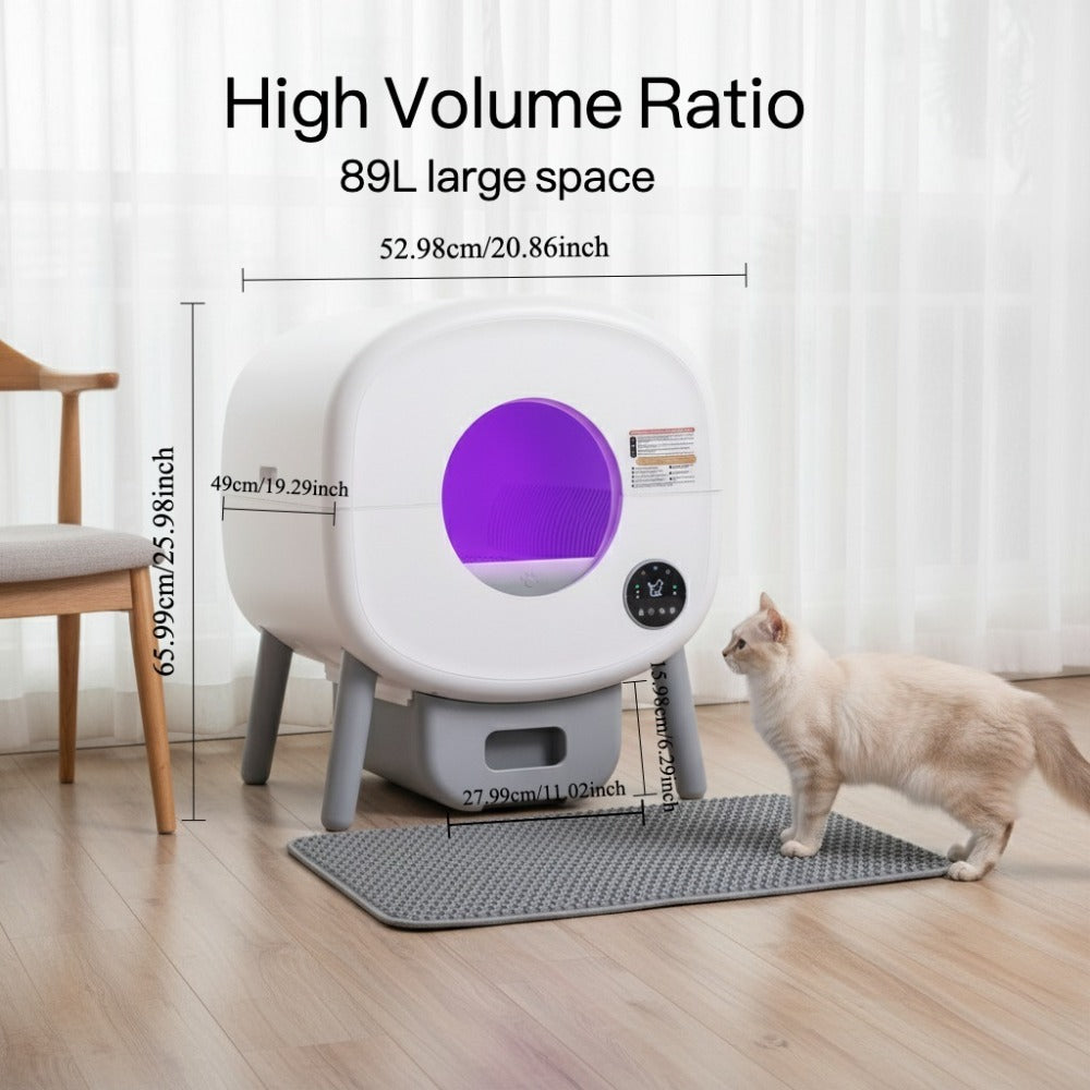 Self-Cleaning Cat Litter Box - Extra Large Automatic Litter Box for Multiple Cats with Mat - Odorless Waste Disposal Cat Litter Robot with App Control and Ambient Lights, Self Cleaning Litter Boxes for Cats, Pet Hygiene Solution, Smart Pet Product