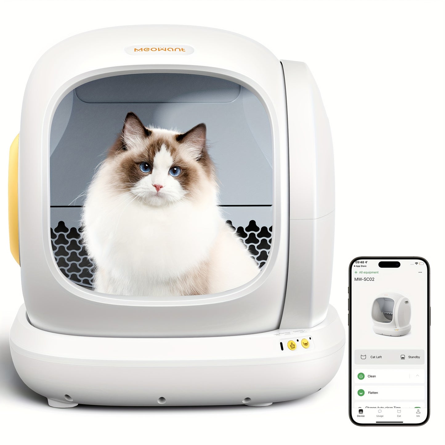 Self Cleaning Litter Box, Automatic Cat Litter Box Self Cleaning For Multiple Cats, Odor Removal Anti Pinch Kitty Litter Box, APP Control Smart Litter Box With Liners Bags, Without Battery