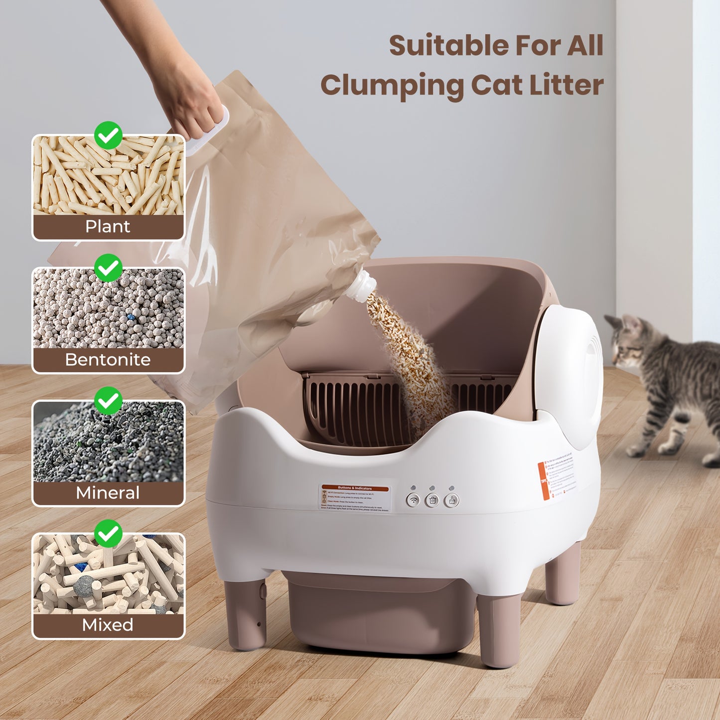 Extra Large Smart Self-cleaning Cat Litter Box, App-Controlled Automactic Cleaner With 3.43gal Big Capacity, 2.4G Wifi Automatic Cat Litter Box With Odor Removal, 14-day Hands Free Scoopless Care, Automatic Scooping, Ideal For Busy Pet Owners, Multi-cats,