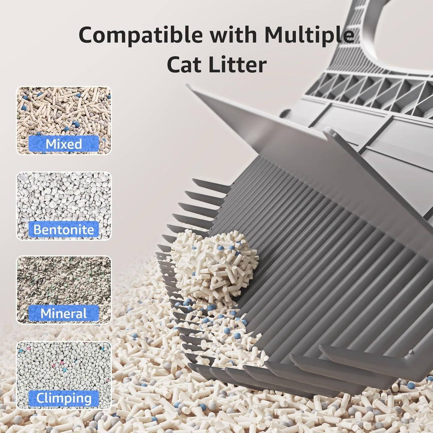 Self-Cleaning Automatic Cat Litter Box with 15.85gal Extra Large Capacity, Scoop-Free Operation, Odor Removal & Anti-Pinch Safety, USB-Powered Smart Litter Box with App Control, Low Voltage (36V) for Multi-Cat Households, Modern White Design with Automati