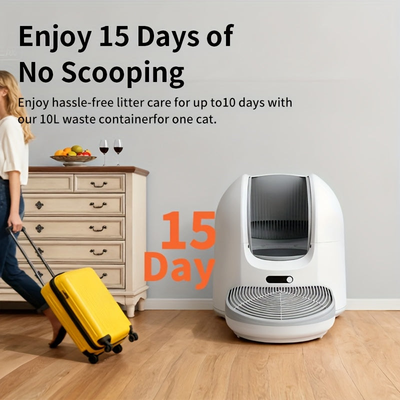 Self Cleaning Cat Litter Box with Garbage Bags -Open-Top Automatic Litter Box for Multiple Cats with Trap Pedal - Odor-Free Waste Disposal Litter Robot with App Control