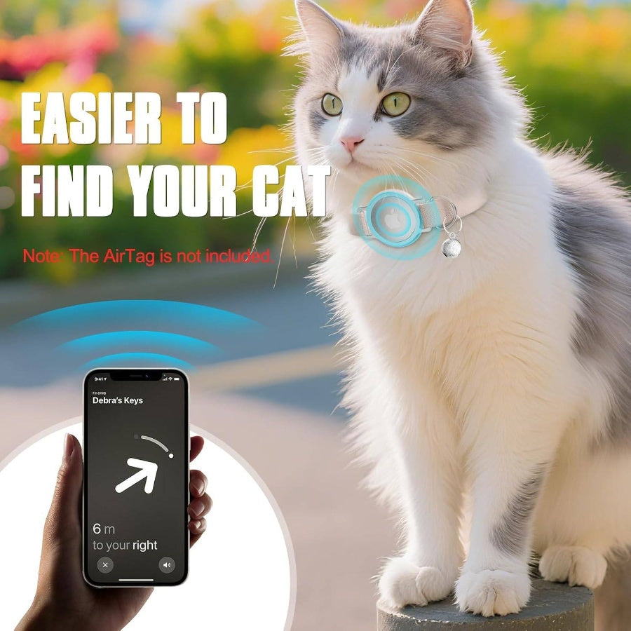 AirTag Collar, Ultra Elastic Tracker Collar, Airtag Holder Compatible with Air, Lightweight Scratch Resistant Adjustable Stepless GPS Pet Collar Cats Kittens Khaki