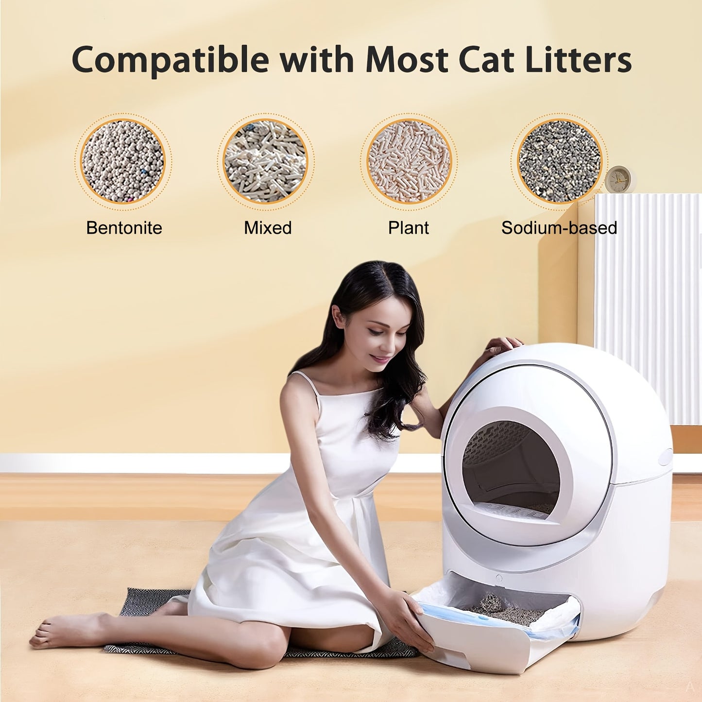 Self Cleaning Cat Litter Box, Automatic Cat Litter Box with APP Control Odor Removal Safety Protection for Multiple Cats, with Garbage Bags, Self Cleaning Litter Box, Automatic Litter Box Self Cleaning, Litter Box for Cats, Automatic Cat Litter Box Extra