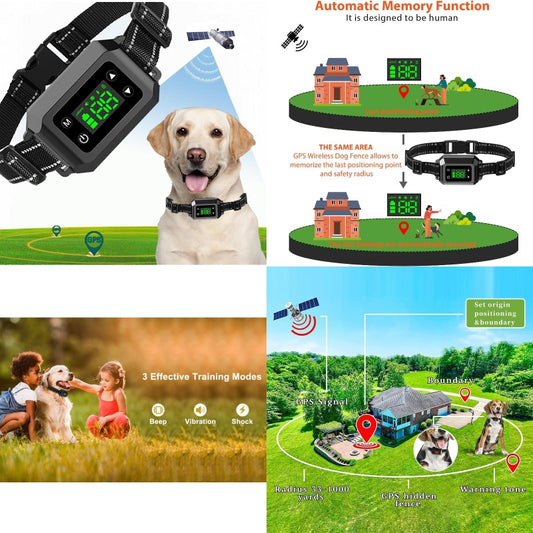 GPS Wirel Dog Fence SystemGPS Outdoor Wirel Dog Fence Radius 30999 Yards 20110 Pounds Adjustable Rechargeable LongLasting Battery Static Shock + Vibration