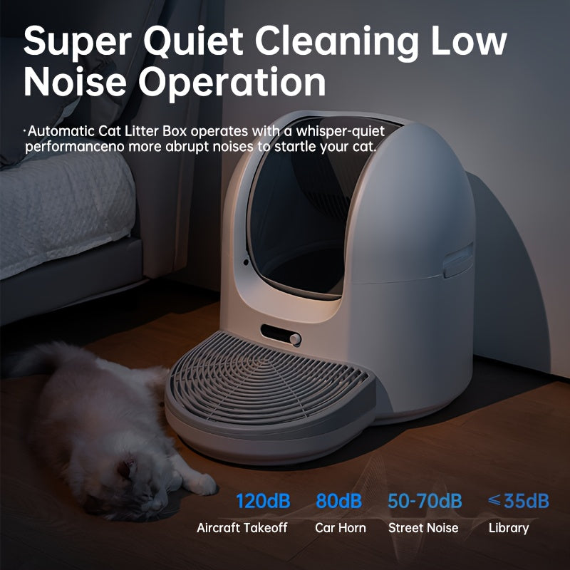 Automatic Cleaning Cat Litter Box, Intelligent Electric Cleaning Large Opening APP Control Smart Cat Litter Box, 1pc Cat Litter Mat, Deodorizing And Anti-pinch Cat Litter Box, With Garbage Bag And Sand Control Table, Suitable For 1-2 Cats, Without Battery