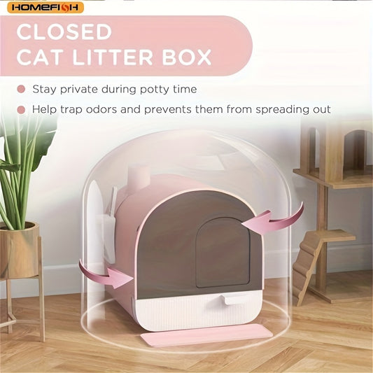 HOMEFISH Fully Enclosed Cat Litter Box\u002FCat Litter Box