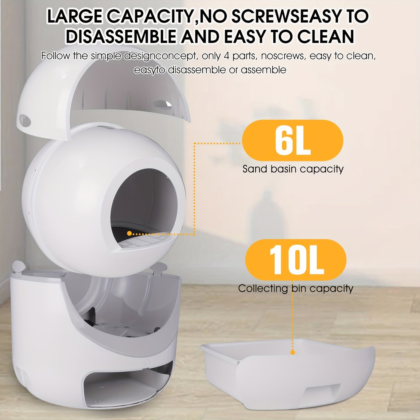 Smart Automatic Cat Litter Box Automatic Scooping And Odor Removal App Control Support 2.4G WiFi For Multiple Cats Double Odor Removal
