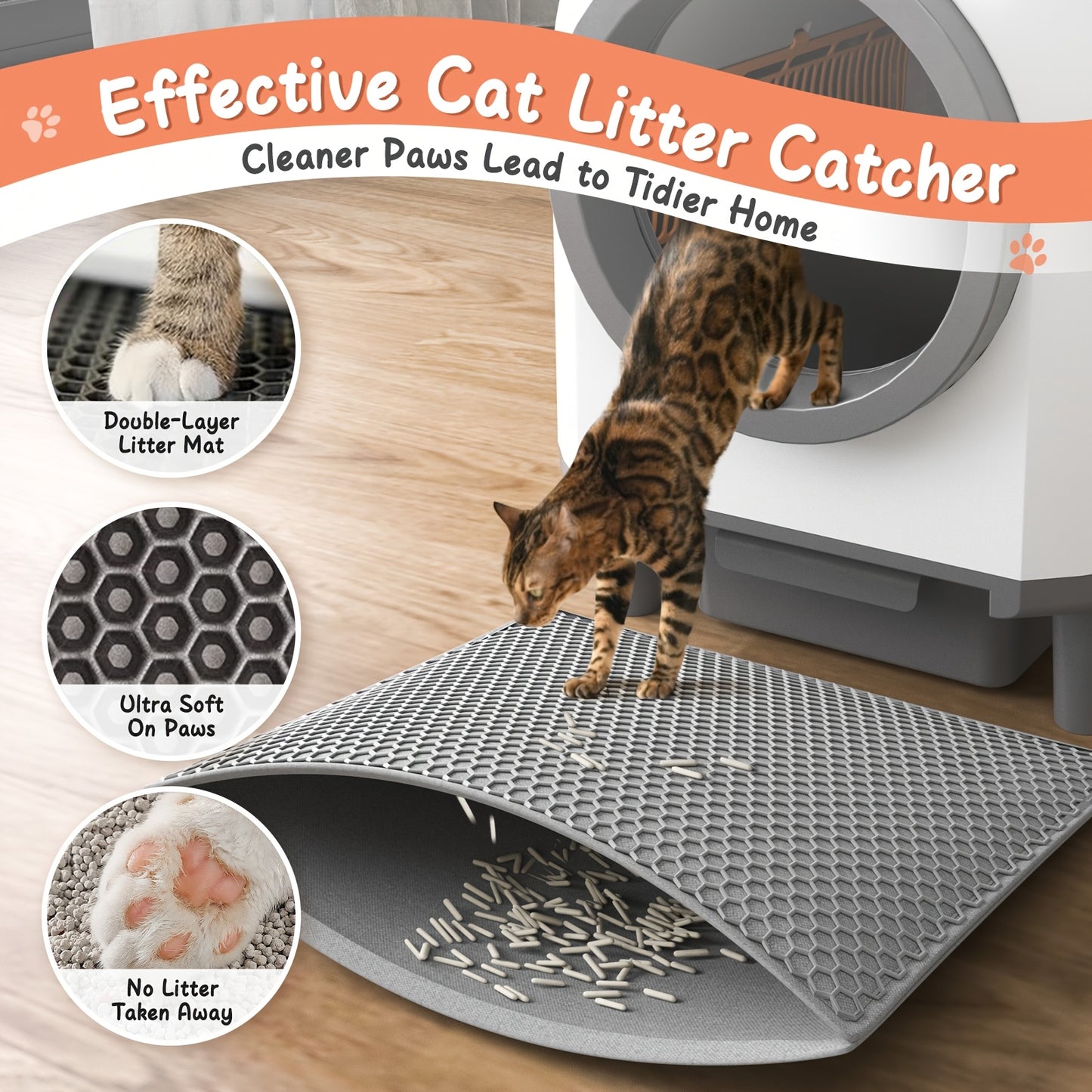 Extra Large Automatic Litter Box - Self Cleaning Cat Litter Box for Multiple Cats with Mat - Odor-Free Waste Disposal Litter Robot with App Control Ambient Light, Kitty Litter Box, Self Cleaning Litter Box, Cat Litter Self Cleaning Box, Selfcleaning Litte