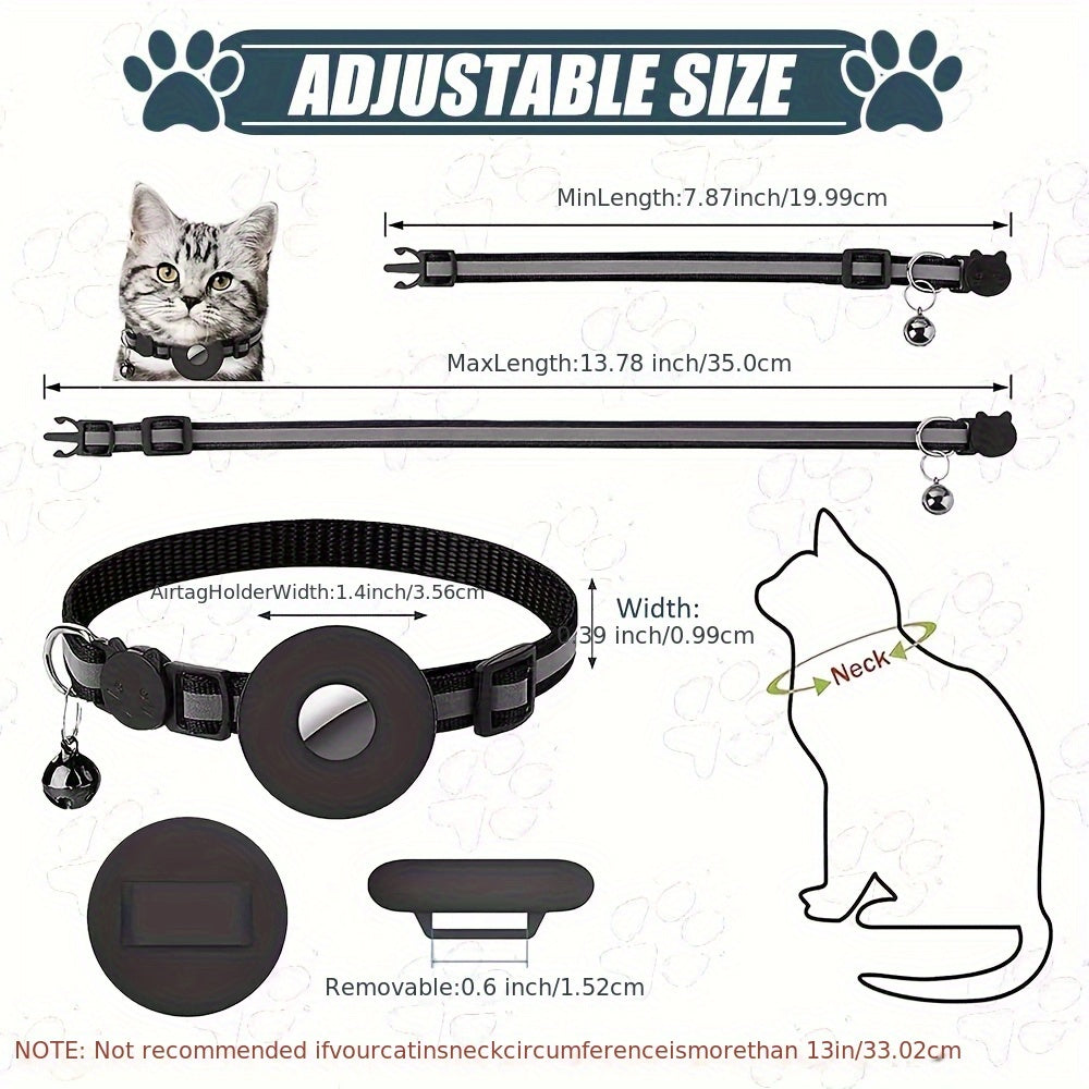 AYAMAYA AirTag Cat Collar, Integrated Cat Tracker Collar With Air Tag Holder And Bell, Safety Elastic Band Cat GPS Collars For Girl Boy Cats, Kittens And Puppies