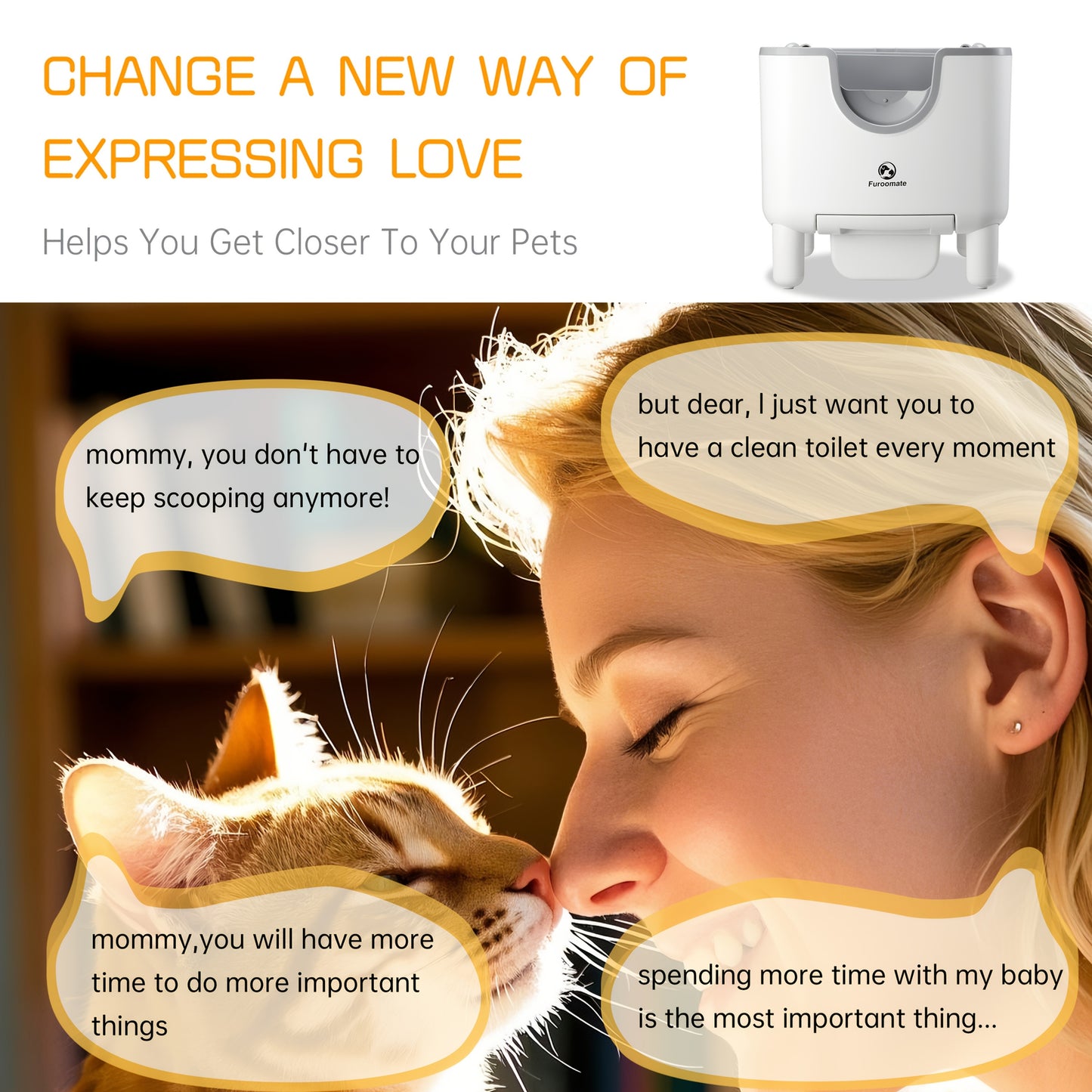 1pc Furoomate Self-Cleaning Litter Box, Open-Top Automatic Cat Litter Box, Easy Maintenance, With Built-in Safety Features And Odor Control Christmas Cat Toys For Indoor Cats, Without Battery