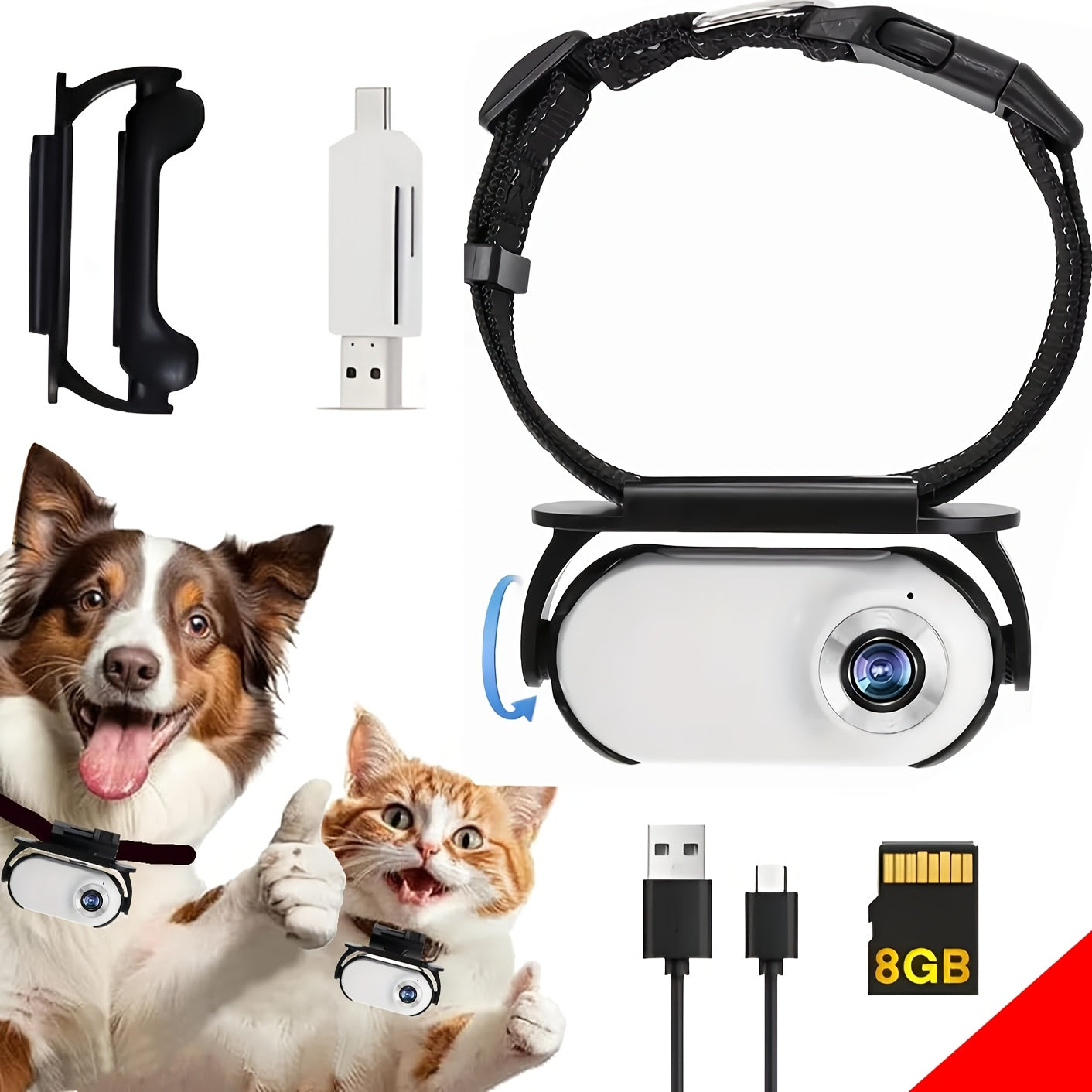 HD 1080P Dog Tracker Collar, No WiFi Needed Cat Collars Camera Sport\u002FAction Camera With Video Records, Mini Body Cam Indoor\u002FOutdoor Wireless Collar Pet Supplies\u002FStuff Designed For Dogs\u002FCats Birthday Gift