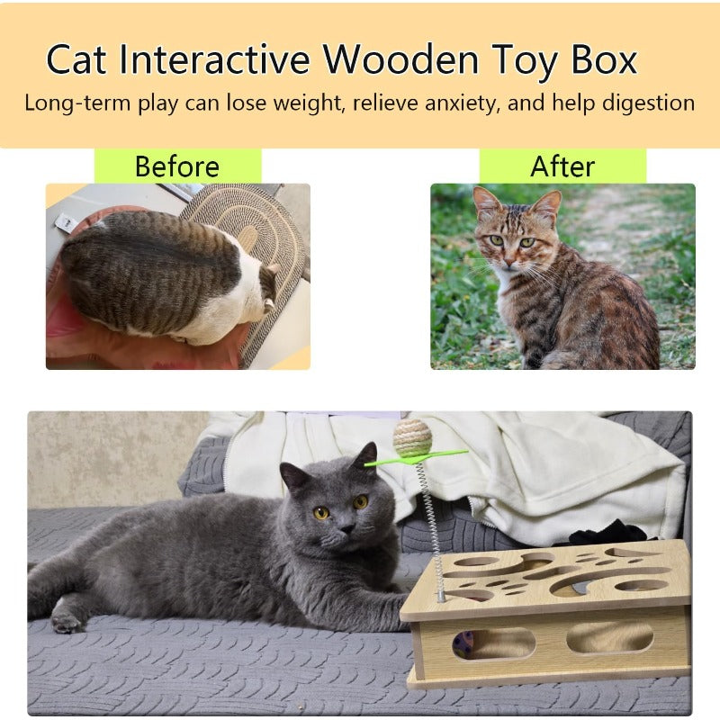 Interactive Wooden Cat Puzzle Toy Box Indoor Hunting Play Toy to Stimulate Your Cat s Energy and Instincts Burlywood, Hunting Simulation Toy, Interactive Pet Toy, Engaging Cat Accessory, Sturdy Puzzle Design, Treat Dispensing Toy, Pet Lovers