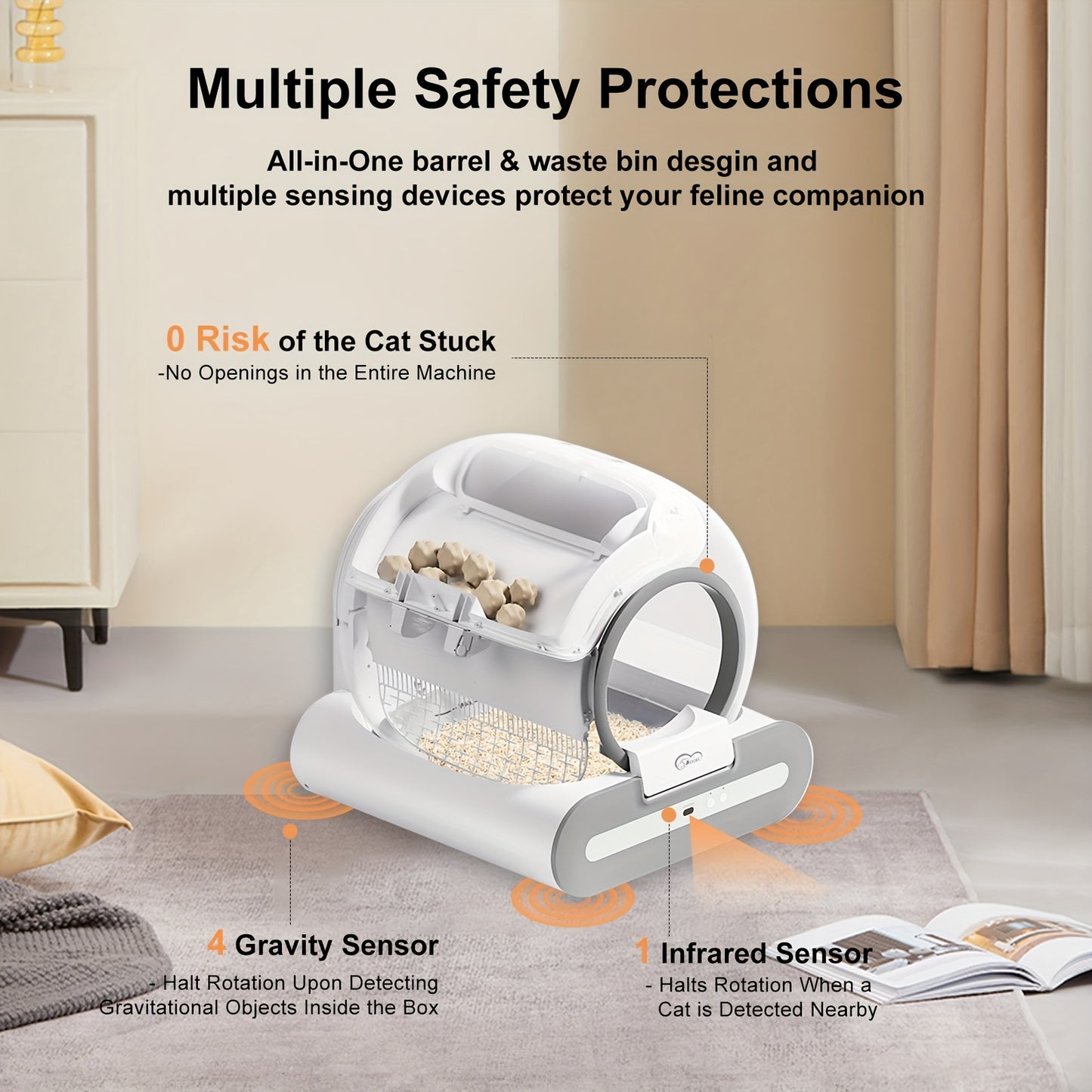 DOEL Smart Self-Cleaning Automatic Cat Litter Box with App Control, 2.4G WiFi, Large 65L Capacity, Litter Mat & Trash Bags Included, Infrared & Gravity Sensors, Quiet Operation, Odor Control System, Compatible with Clumping & Mineral Cat Litter for Cats u