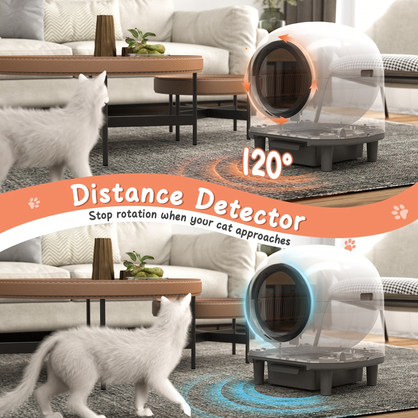 Extra Large Automatic Litter Box - Self Cleaning Cat Litter Box for Multiple Cats with Mat - Odor-Free Waste Disposal Litter Robot with App Control Ambient Light, Kitty Litter Box, Self Cleaning Litter Box, Cat Litter Self Cleaning Box, Selfcleaning Litte