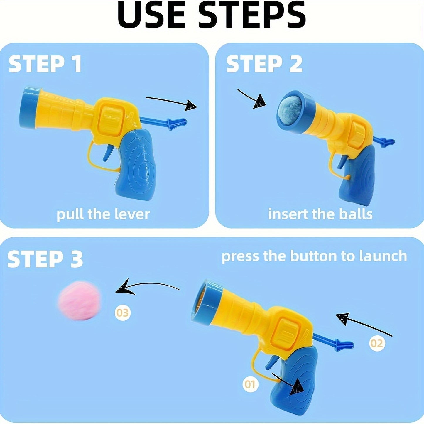 Cat Toy Launcher with 100 Fluffy Plush Balls - Interactive Exercise Toy for Indoor Cats, Soft Fabric Balls to Build Bonding & Trust, No Batteries Needed, Safe for Kittens & Small Breeds, Cat Playtime Essentials, Playful Design, Launcher Included