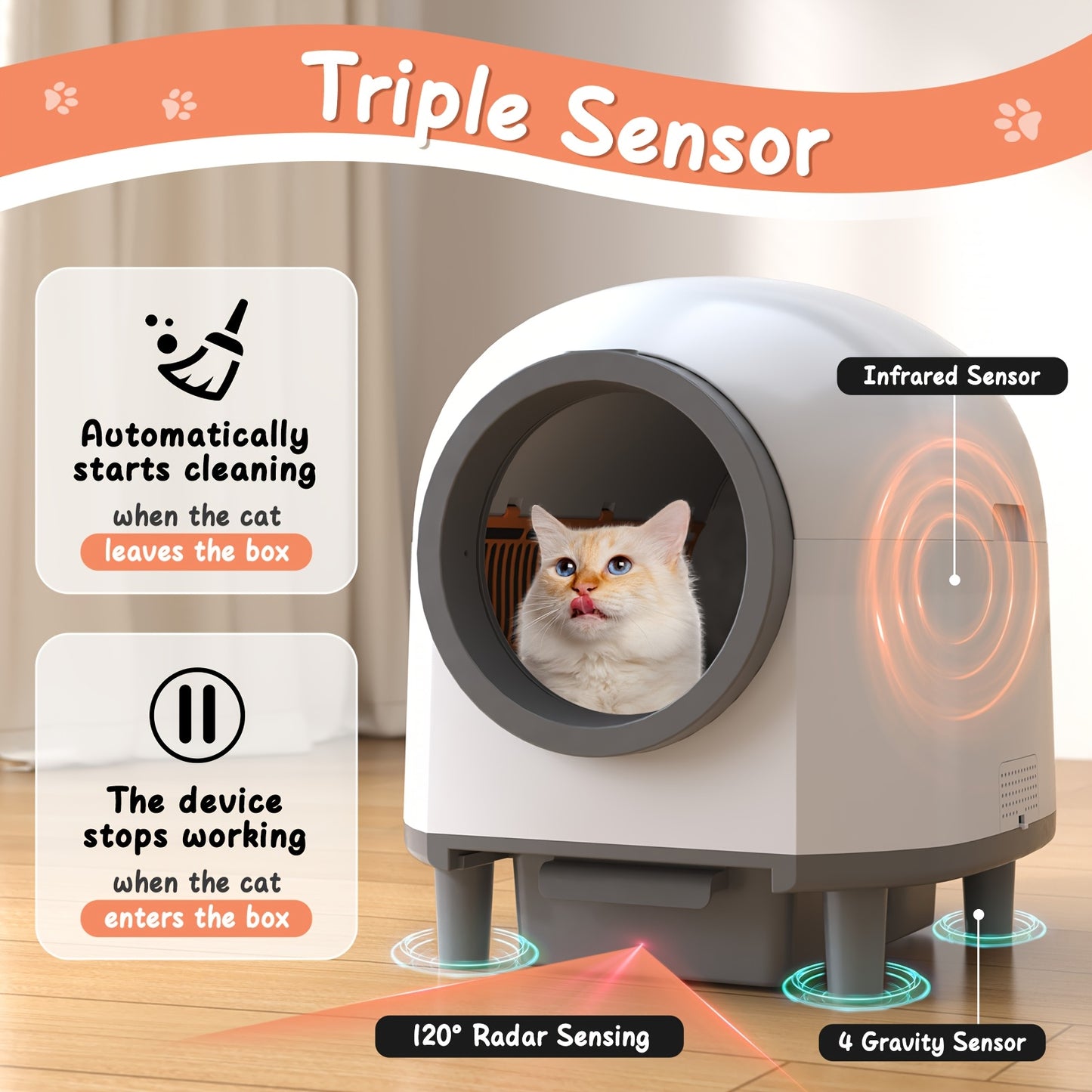 Extra Large Automatic Litter Box - Self Cleaning Cat Litter Box for Multiple Cats with Mat - Odor-Free Waste Disposal Litter Robot with App Control Ambient Light, Kitty Litter Box, Self Cleaning Litter Box, Cat Litter Self Cleaning Box, Selfcleaning Litte