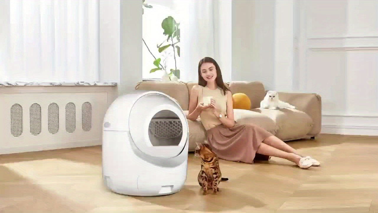 Self Cleaning Cat Litter Box, Automatic Cat Litter Box with APP Control Odor Removal Safety Protection for Multiple Cats, with Garbage Bags, Self Cleaning Litter Box, Automatic Litter Box Self Cleaning, Litter Box for Cats, Automatic Cat Litter Box Extra