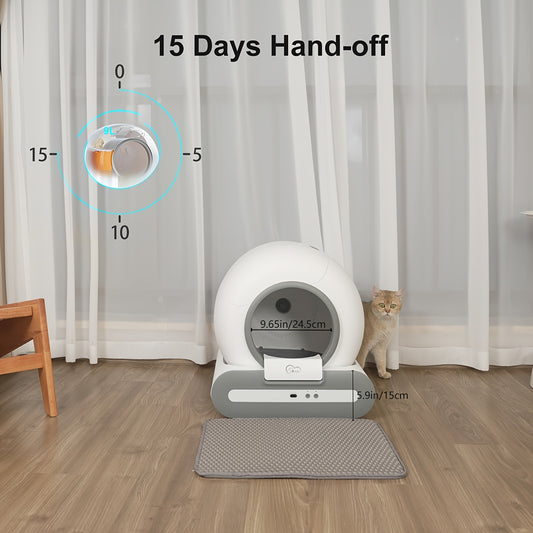 DOEL Smart Self-Cleaning Automatic Cat Litter Box with App Control, 2.4G WiFi, Large 65L Capacity, Litter Mat & Trash Bags Included, Infrared & Gravity Sensors, Quiet Operation, Odor Control System, Compatible with Clumping & Mineral Cat Litter for Cats u