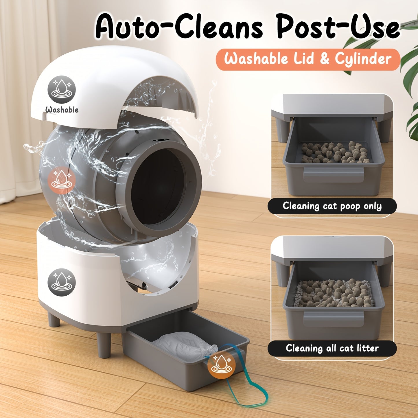 Extra Large Automatic Litter Box - Self Cleaning Cat Litter Box for Multiple Cats with Mat - Odor-Free Waste Disposal Litter Robot with App Control Ambient Light, Kitty Litter Box, Self Cleaning Litter Box, Cat Litter Self Cleaning Box, Selfcleaning Litte