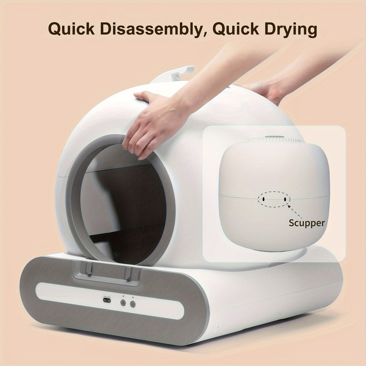 DOEL Smart Self-Cleaning Automatic Cat Litter Box with App Control, 2.4G WiFi, Large 65L Capacity, Litter Mat & Trash Bags Included, Infrared & Gravity Sensors, Quiet Operation, Odor Control System, Compatible with Clumping & Mineral Cat Litter for Cats u