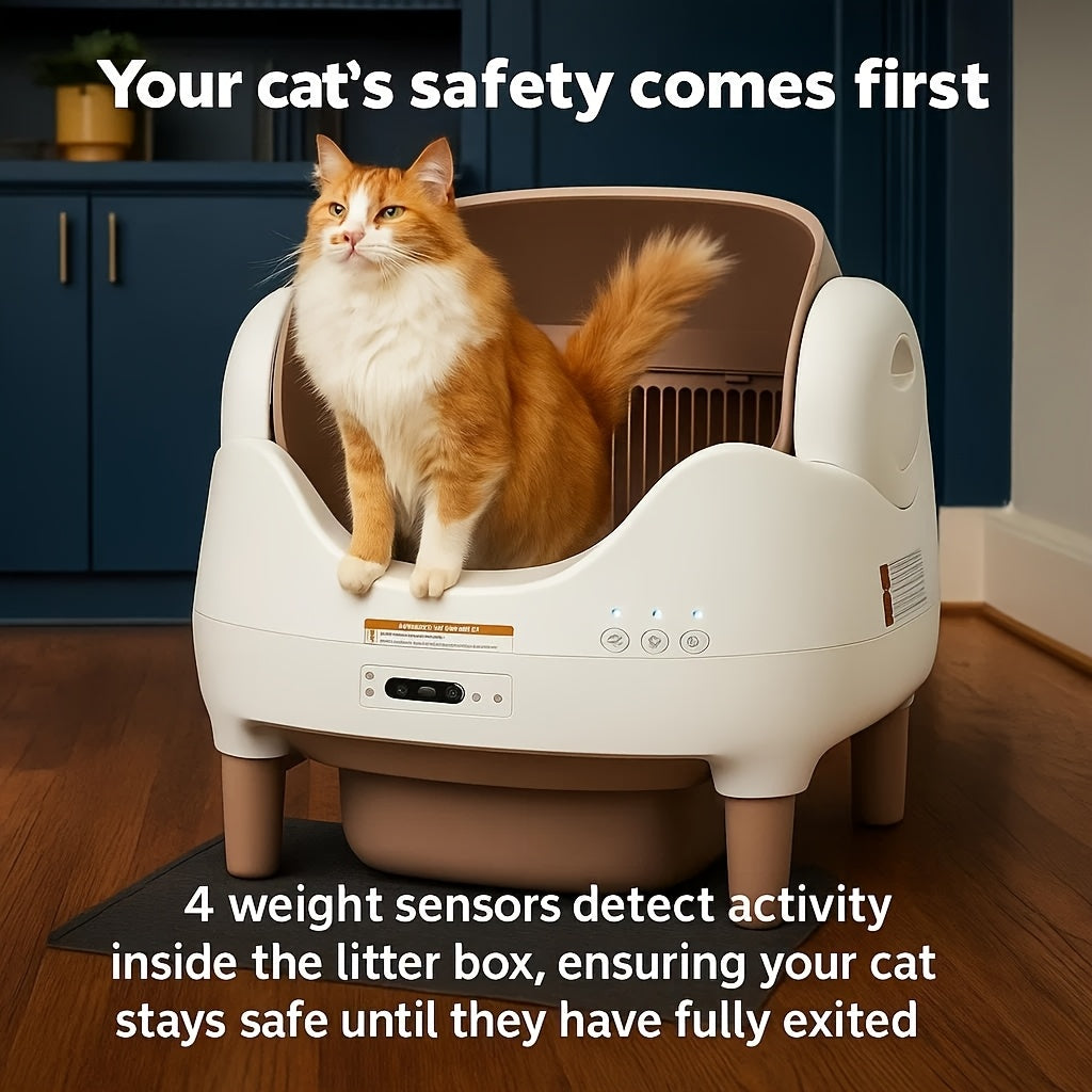 Extra-Large Smart Self-Cleaning Cat Litter Box with App Control & Automatic Scooper - 3.43 Gallon Large Capacity, 14-Day Hands-Free Operation, Odor Eliminating System, 2.4G WiFi Connected, Modern Design for Multi-Cat Households & Busy Pet Owners, Compatib