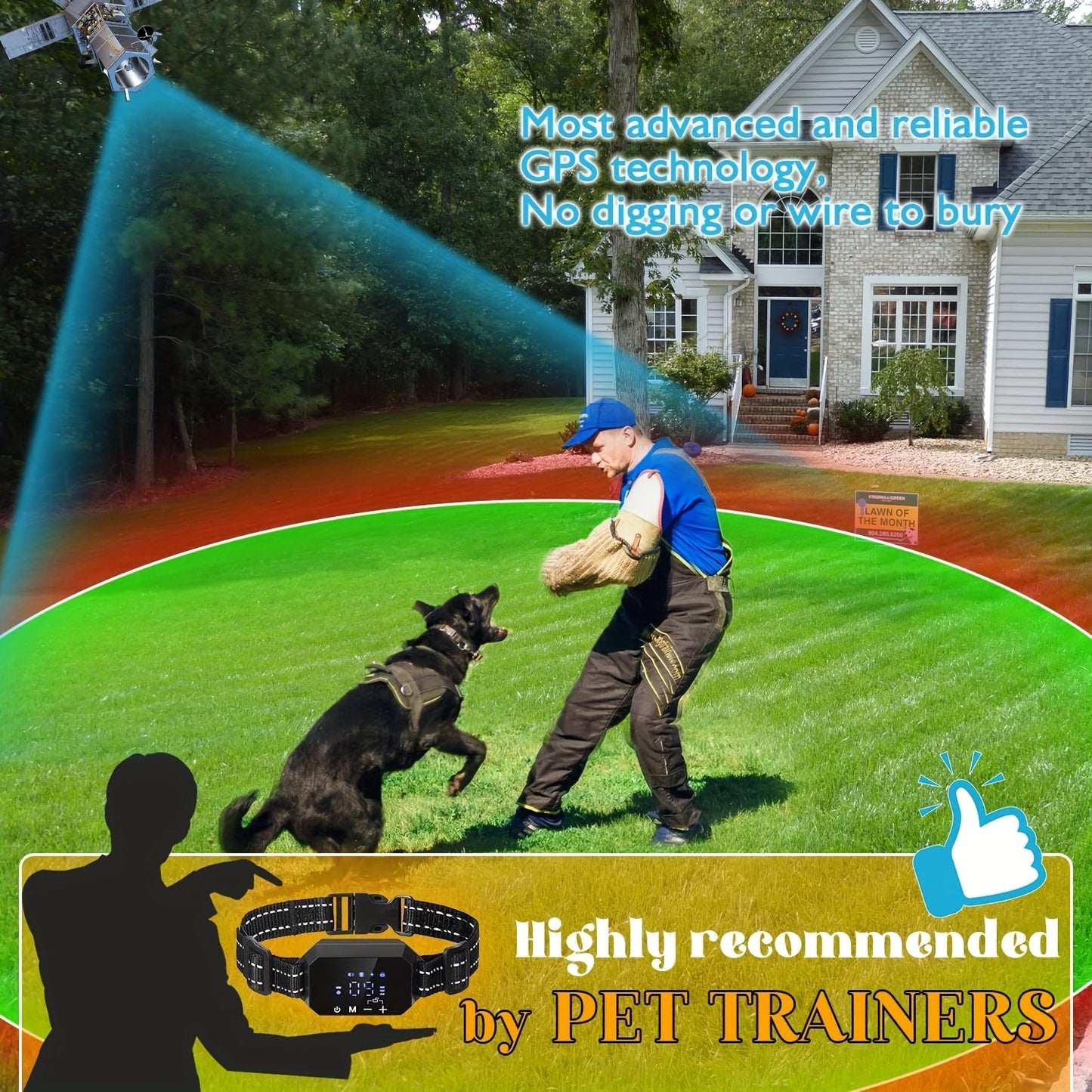 VetiePetie GPS Wireless Dog Fence System - Outdoor Only, 3280ft Range GPS Boundary for Medium\u002FLarge Dogs, Rechargeable Collar with 4-6 Days Battery Life, Escape-Proof Training System (Not for Indoor Use)